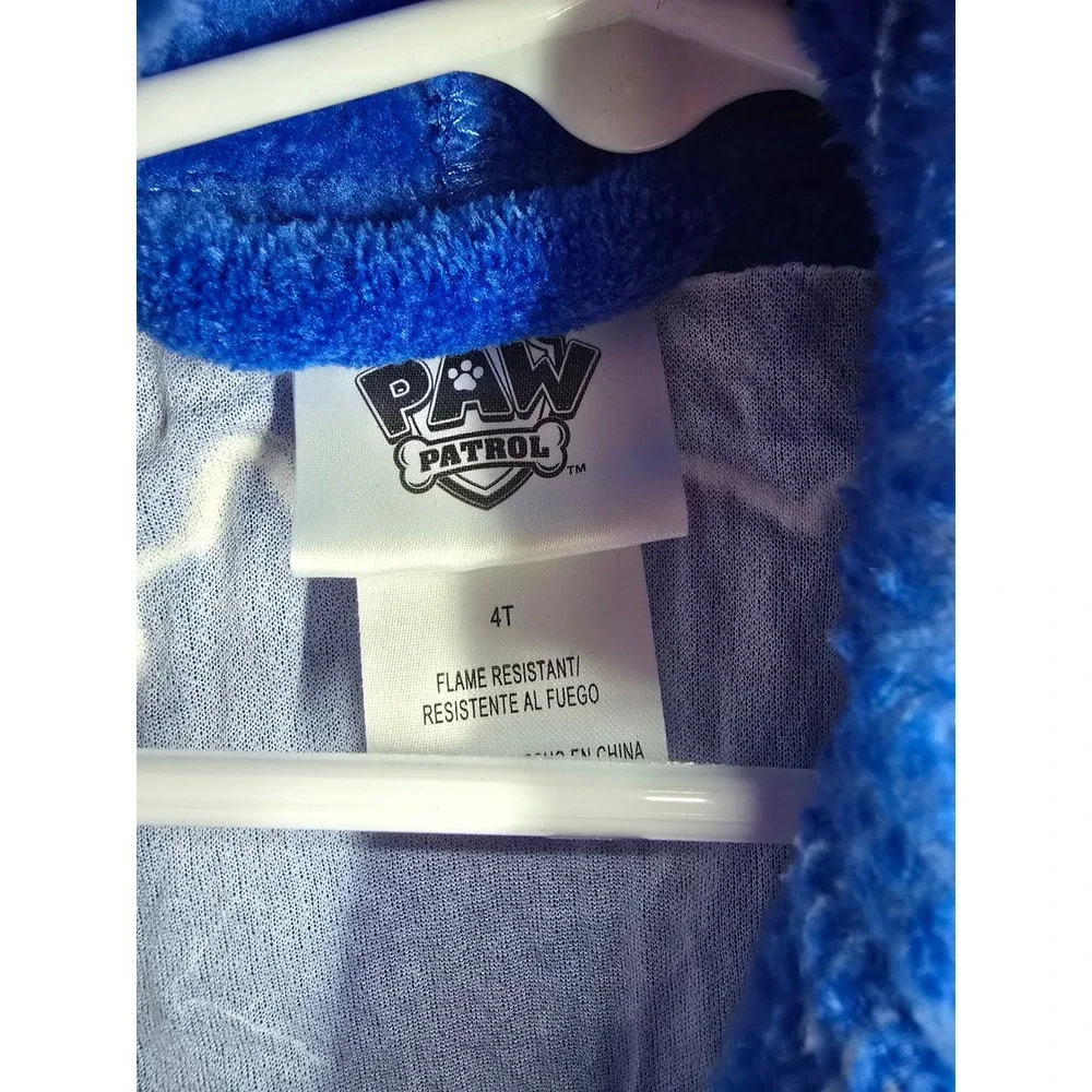 Paw Patrol Chase Boys Blue Plush Hooded Bathrobe Fleece Robe‎ Size 4T 1591